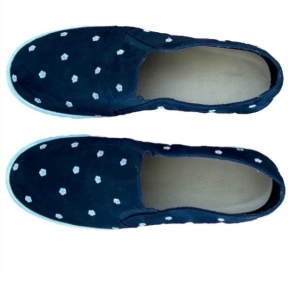 Loft Daisy Suede Slip-On Sneakers Black Flowers Pink White Low Top Casual Floral - Picture 2 of 16